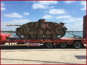 Replica German tank on our new Goldhofer trailer taken to Southampton docks bound for the USA
