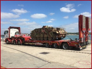 Replica German tank on our new Goldhofer trailer taken to Southampton docks bound for the USA